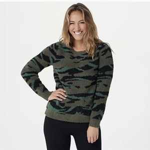 Barefoot Dreams CozyChic Green Camoflauge Sweater